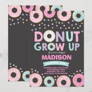 Doughnut Birthday Invitation Doughnut Grow Up Part