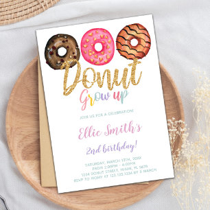 Doughnut Birthday Invitation, Doughnut invitation