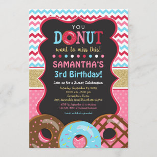 Doughnut Birthday Invitation, Doughnut Invitation