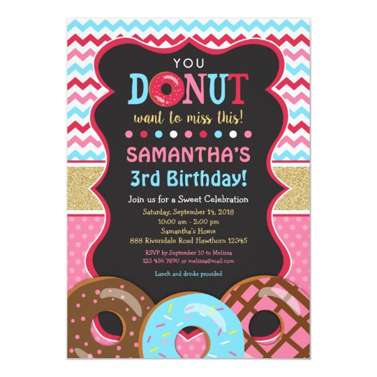 Doughnut Birthday Invitation, Doughnut Invitation