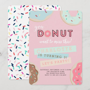 Doughnut Birthday Invitation - Doughnut Miss This