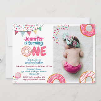 Doughnut Birthday Invitation Sweet ONE
