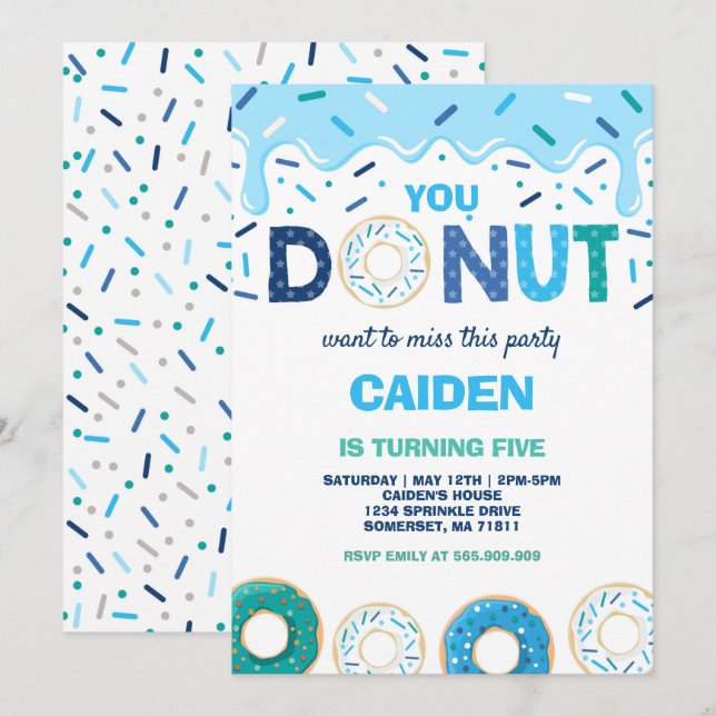Doughnut Birthday Invite You Doughnut Want To Miss (Front/Back)