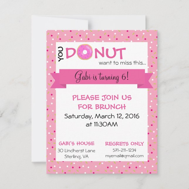 Doughnut Birthday Matte Invitation 4.25" x 5.5" (Front)