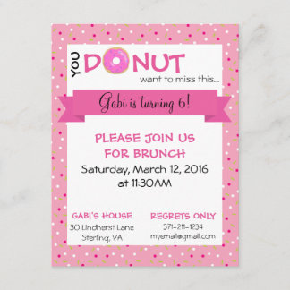 Doughnut Birthday Matte Invitation 4.25" x 5.5"