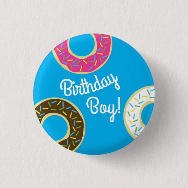 Doughnut Birthday Party 1 Inch Round Button (Front)