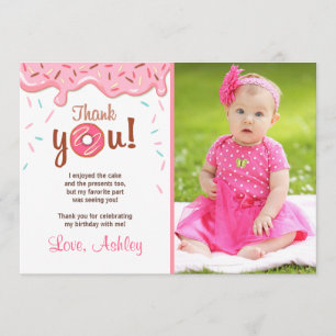 Doughnut Birthday Party Doughnut Thank You Card