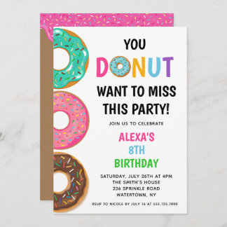 Doughnut Birthday Party Invitation