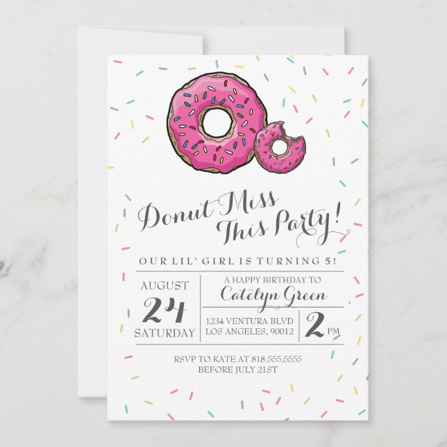 Doughnut Birthday Party Invitation (Front)