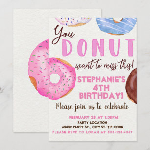Doughnut Birthday Party Invitation