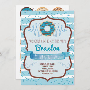 Doughnut Birthday Party Invitation for a Boy