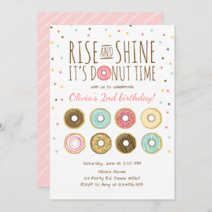 Doughnut Birthday Party Invitation Rise and Shine
