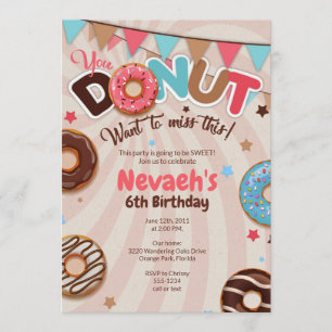 Doughnut Birthday Party Invitations