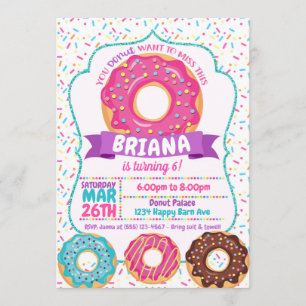 Doughnut Birthday Party Invitations Doughnut Sprin