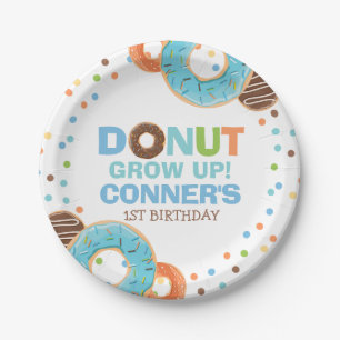 Doughnut Birthday Party Paper Plate 7" Doughnut Gr