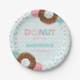 Doughnut Birthday Party Paper Plate 7" Doughnut Gr