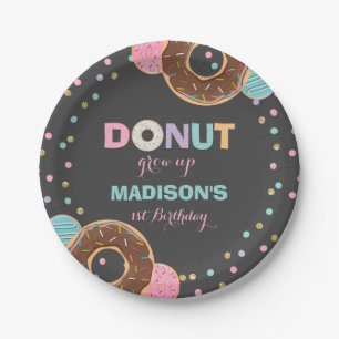 Doughnut Birthday Party Paper Plate 7" Doughnut Gr