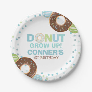 Doughnut Birthday Party Paper Plate 7" Doughnut Gr