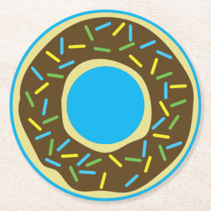 Doughnut Birthday Party Round Paper Coaster