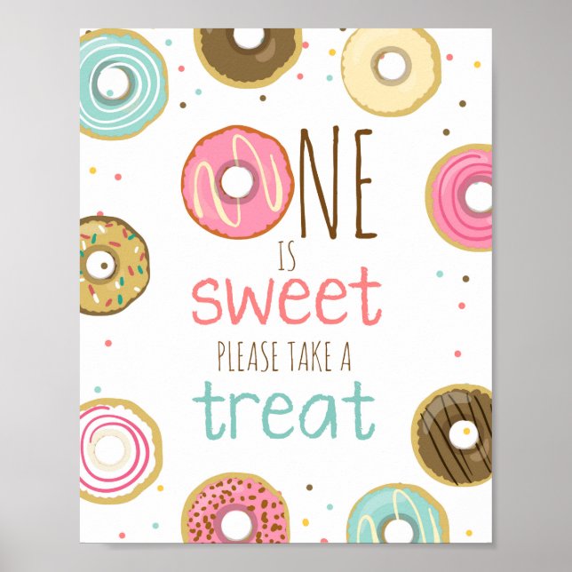 Doughnut Birthday Table Sign Doughnut Take a Treat (Front)