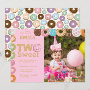 Doughnut Birthday   Two Sweet  Invitation