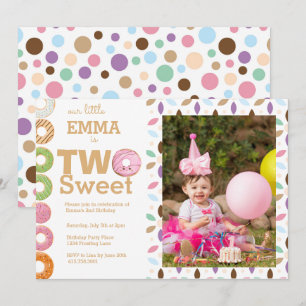 Doughnut Birthday   Two Sweet  Invitation
