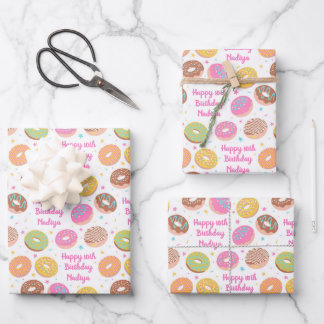 Doughnut Birthday Wrapping Paper Sheets - White Pi