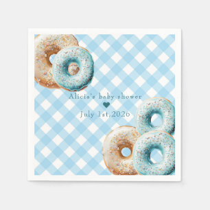 Doughnut   Blue Gingham Boy Baby Shower  Napkin