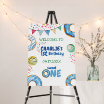 Doughnut Boy First Birthday Welcome Foam Board