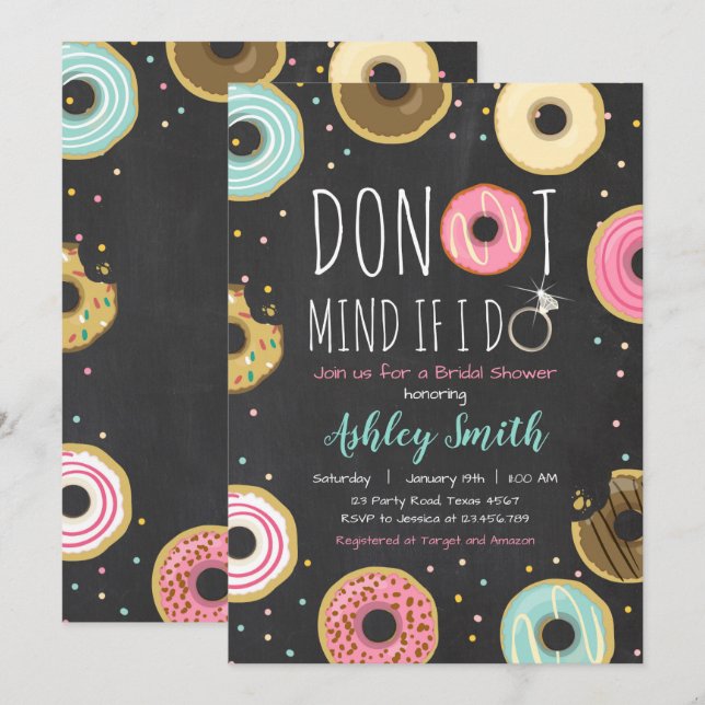 Doughnut Bridal Shower Invitation Mind If I Do (Front/Back)