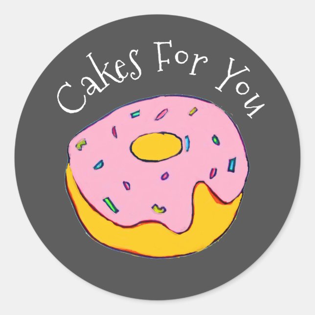 Doughnut cakes design Gift business branding Classic Round Sticker (Front)