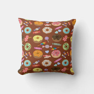 doughnut & candy throw pillow