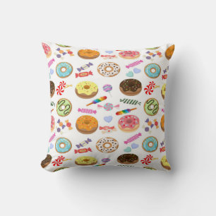 doughnut  & candy throw pillow
