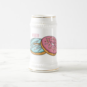 Doughnut cartoon illustration beer stein