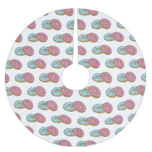 Doughnut cartoon illustration brushed polyester tree skirt