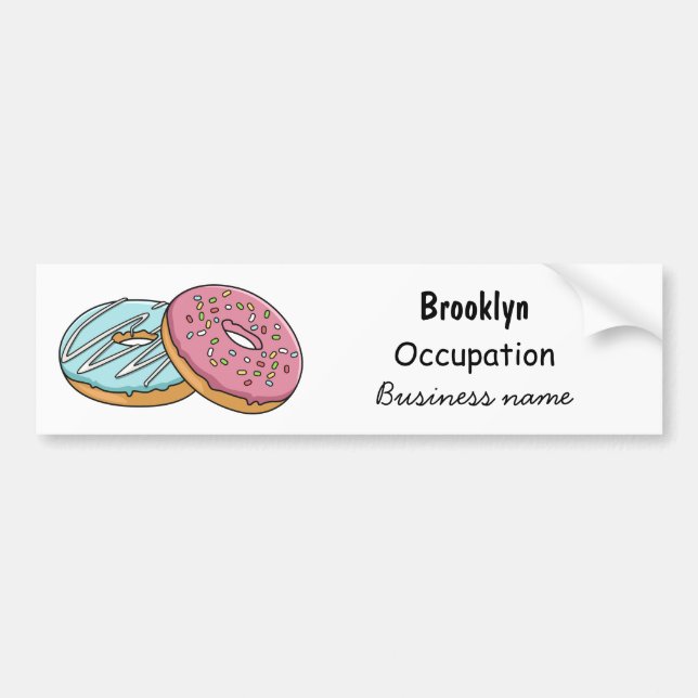 Doughnut cartoon illustration bumper sticker (Front)