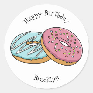 Doughnut cartoon illustration  classic round sticker