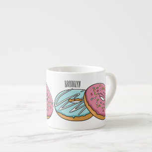 Doughnut cartoon illustration espresso cup