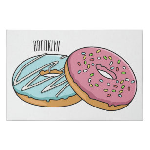 Doughnut cartoon illustration  faux canvas print