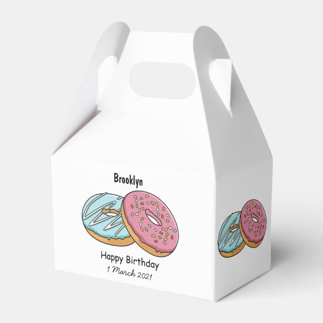 Doughnut cartoon illustration favor box (Front Side)