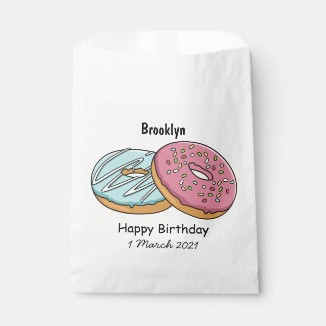 Doughnut cartoon illustration favour bag (Front)