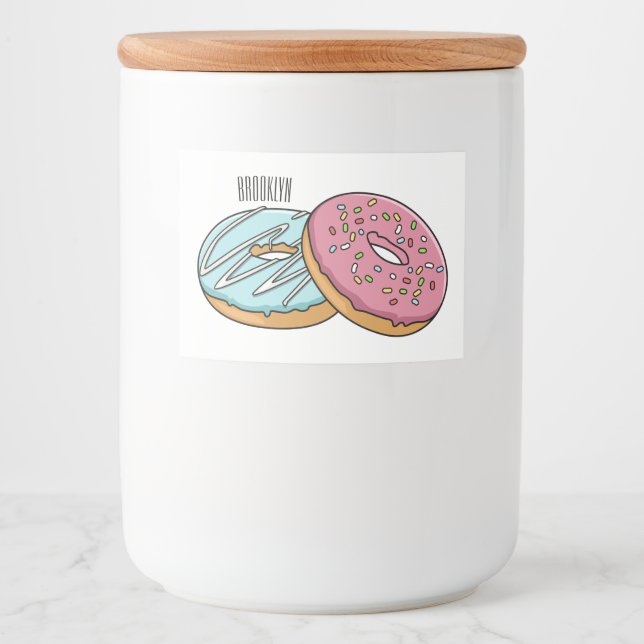 Doughnut cartoon illustration food label (Front)