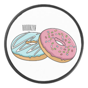 Doughnut cartoon illustration hockey puck