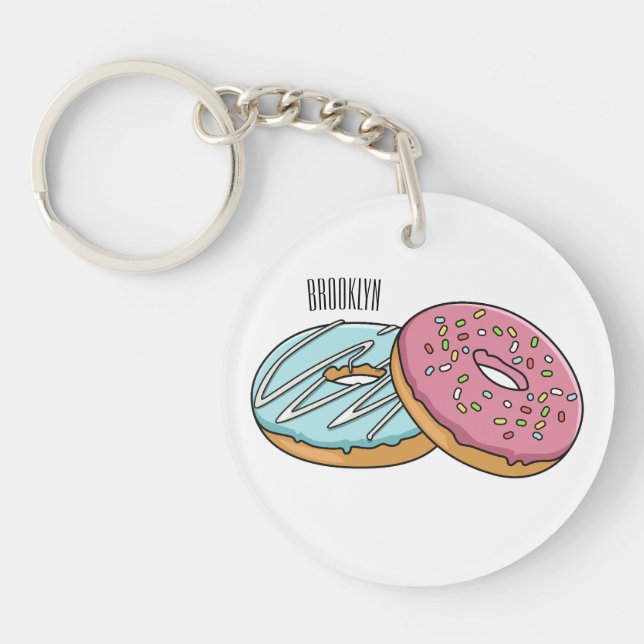 Doughnut cartoon illustration keychain (Front)