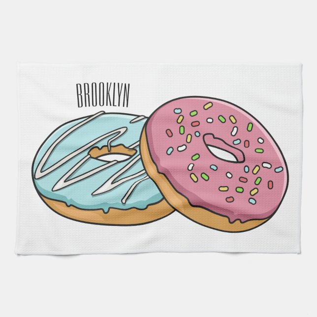 Doughnut cartoon illustration  kitchen towel (Horizontal)
