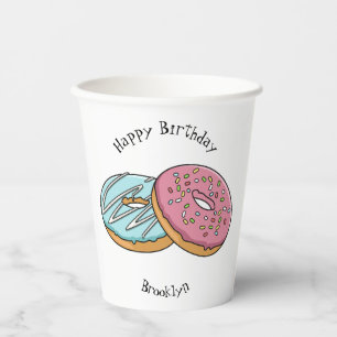 Doughnut cartoon illustration paper cups