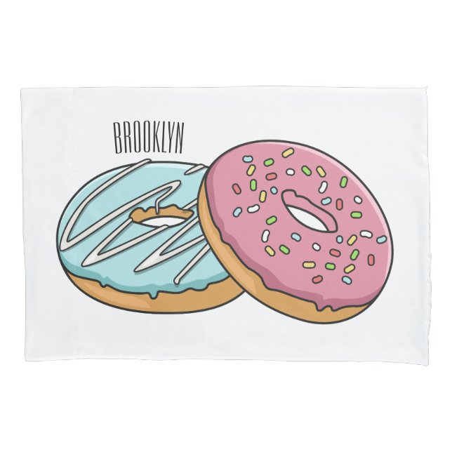 Doughnut cartoon illustration  pillowcase (Front)