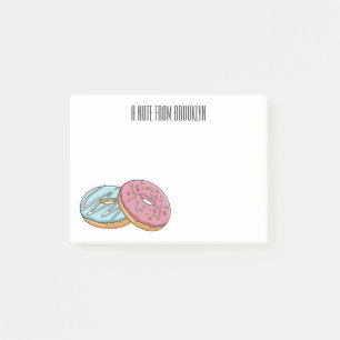 Doughnut cartoon illustration post-it notes