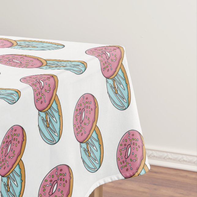 Doughnut cartoon illustration  tablecloth (In Situ)