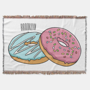Doughnut cartoon illustration  throw blanket